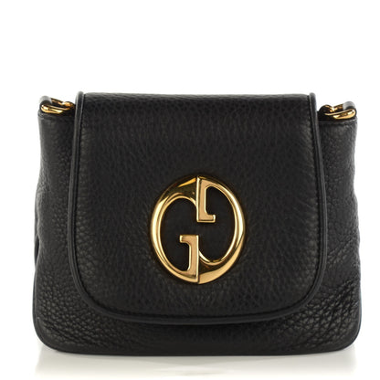 Gucci Pebbled Calfskin Small 1973 Chain Shoulder Bag Black 1 of 7