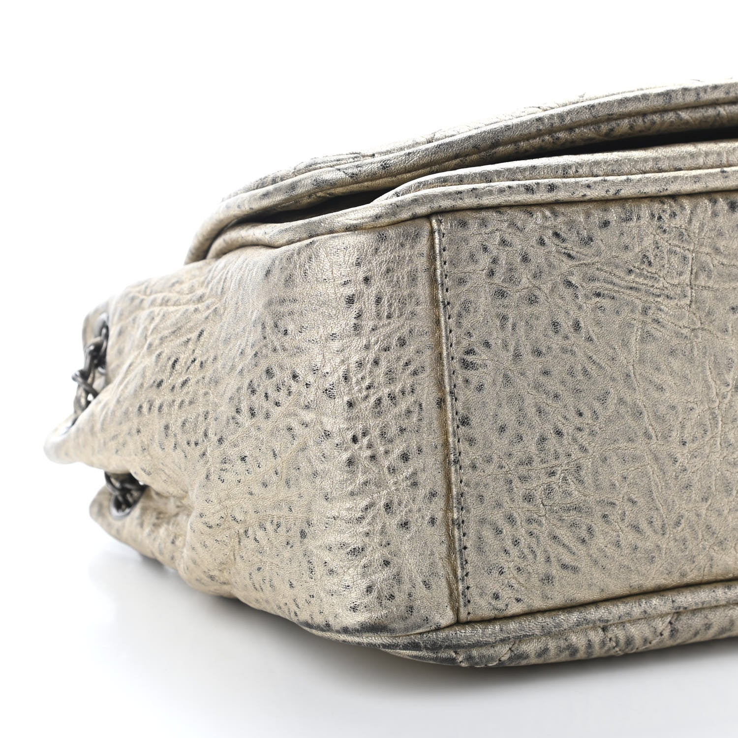 Chanel Distressed Metallic Lambskin Quilted Le Marais Ligne Flap Shoulder Bag Gold 8 of 9