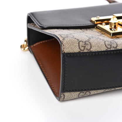 Gucci GG Supreme Monogram Calfskin Small Padlock Shoulder Bag Beige Black Cuir 10 of 14
