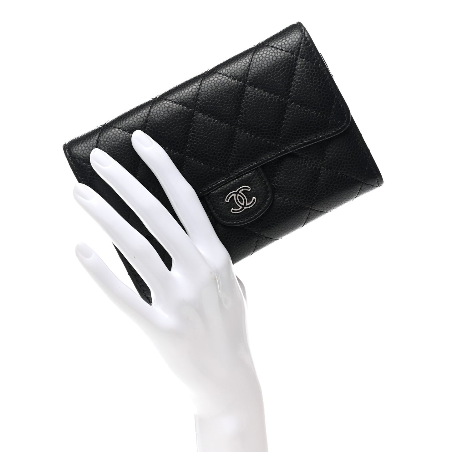 Caviar Quilted Small Flap Wallet Black