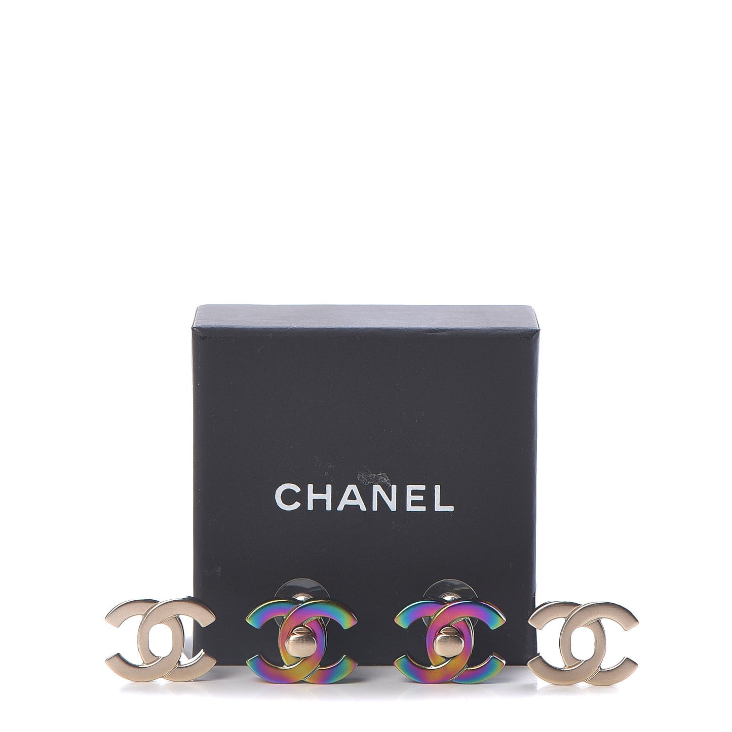 Metal CC Turnlock Interchangeable Earrings Gold