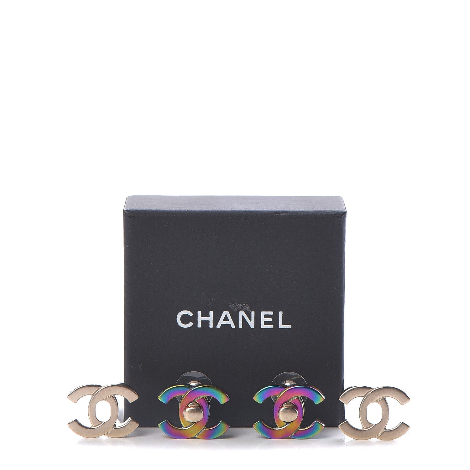 Chanel Metal CC Turnlock Interchangeable Earrings Gold 10 of 10