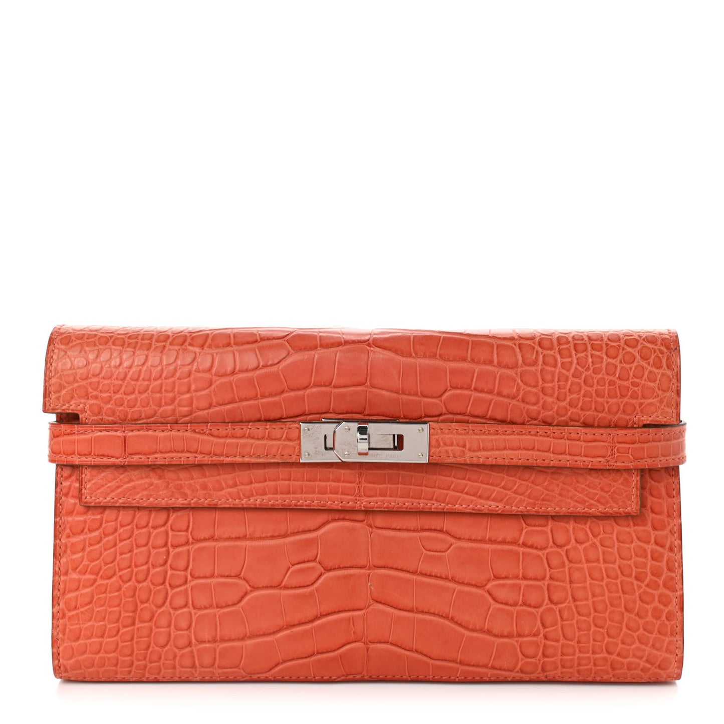 Matte Alligator Kelly Longue Wallet Orange