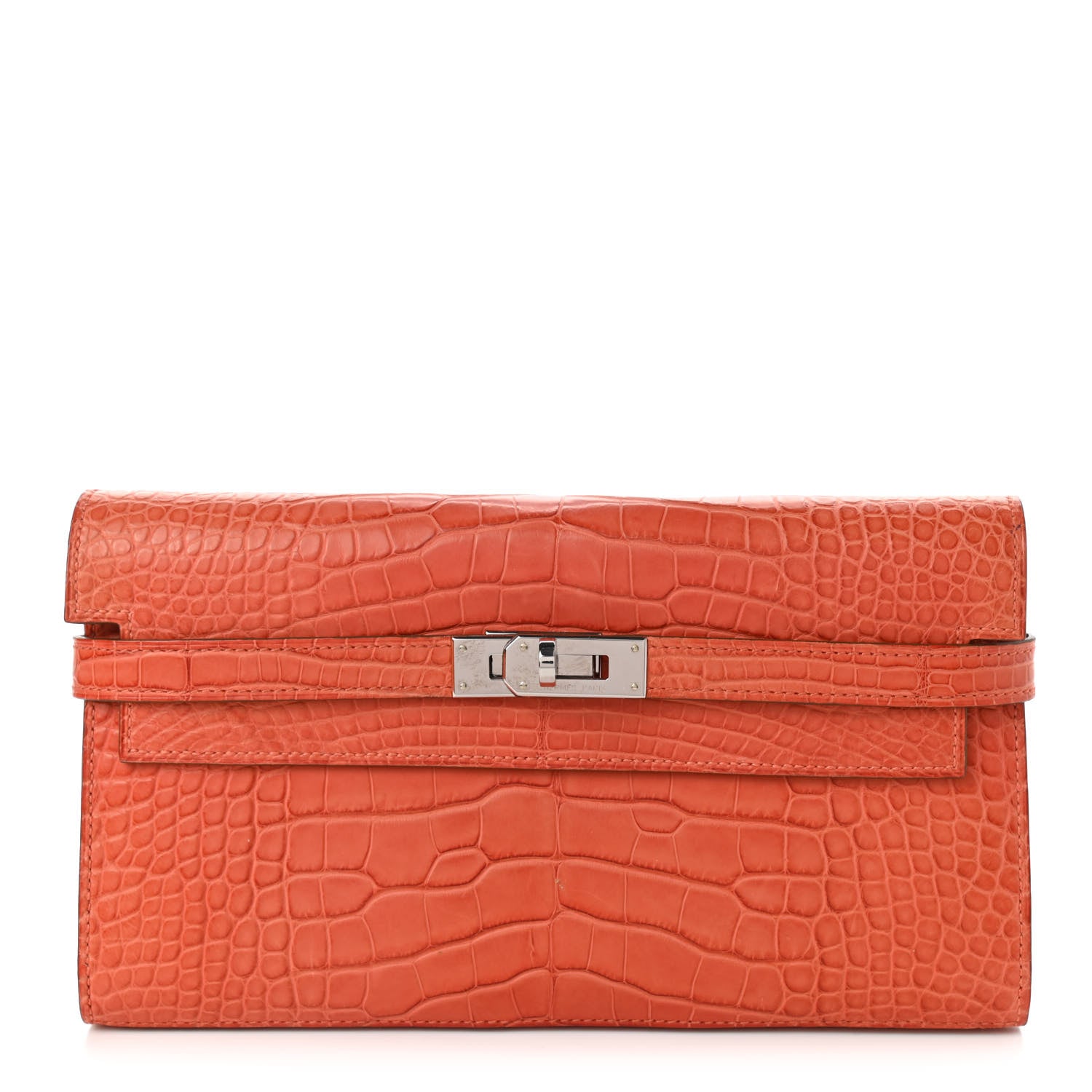 Hermes Matte Alligator Kelly Longue Wallet Orange 1 of 10