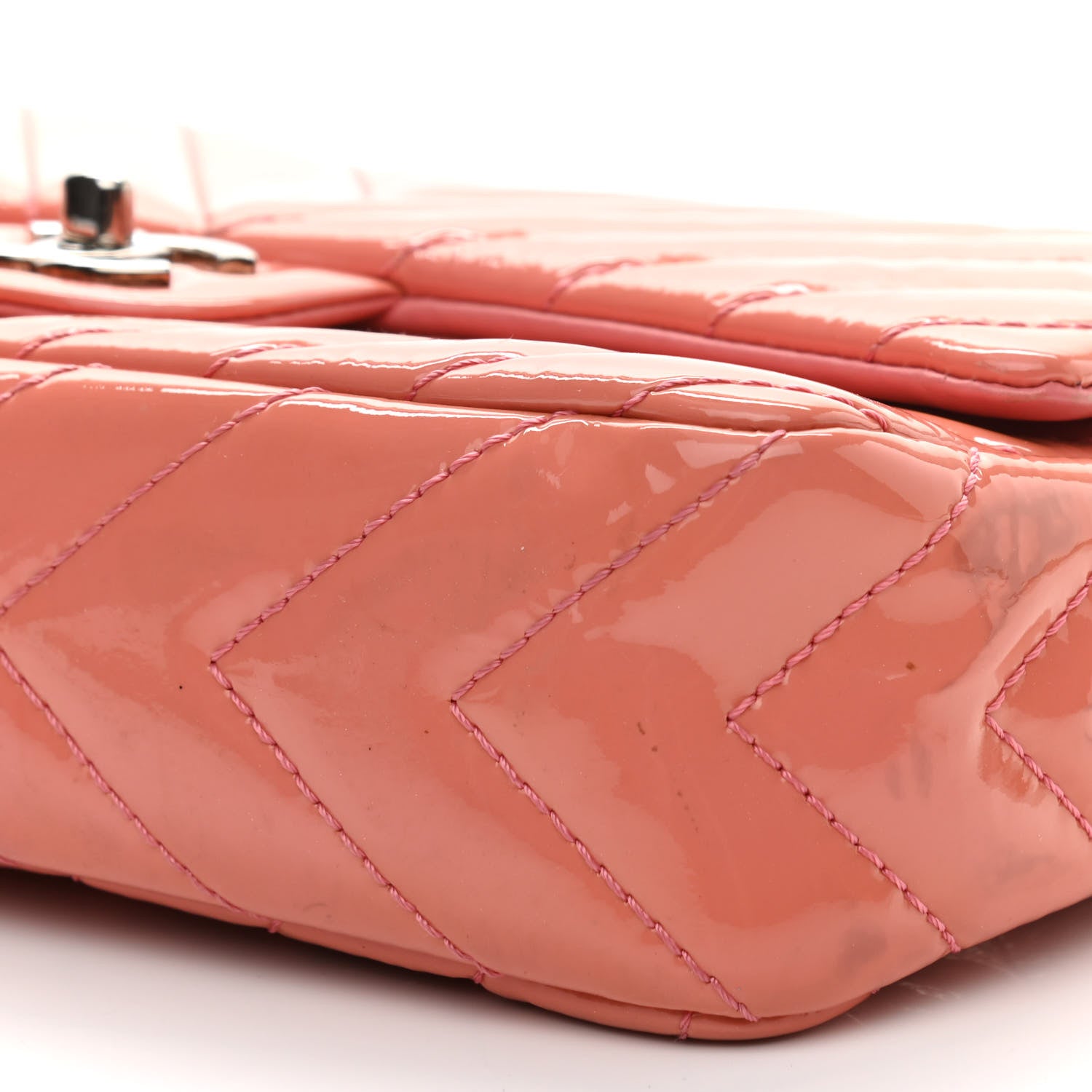 Chanel Patent Chevron Quilted Medium Single Flap Pink 10 of 15