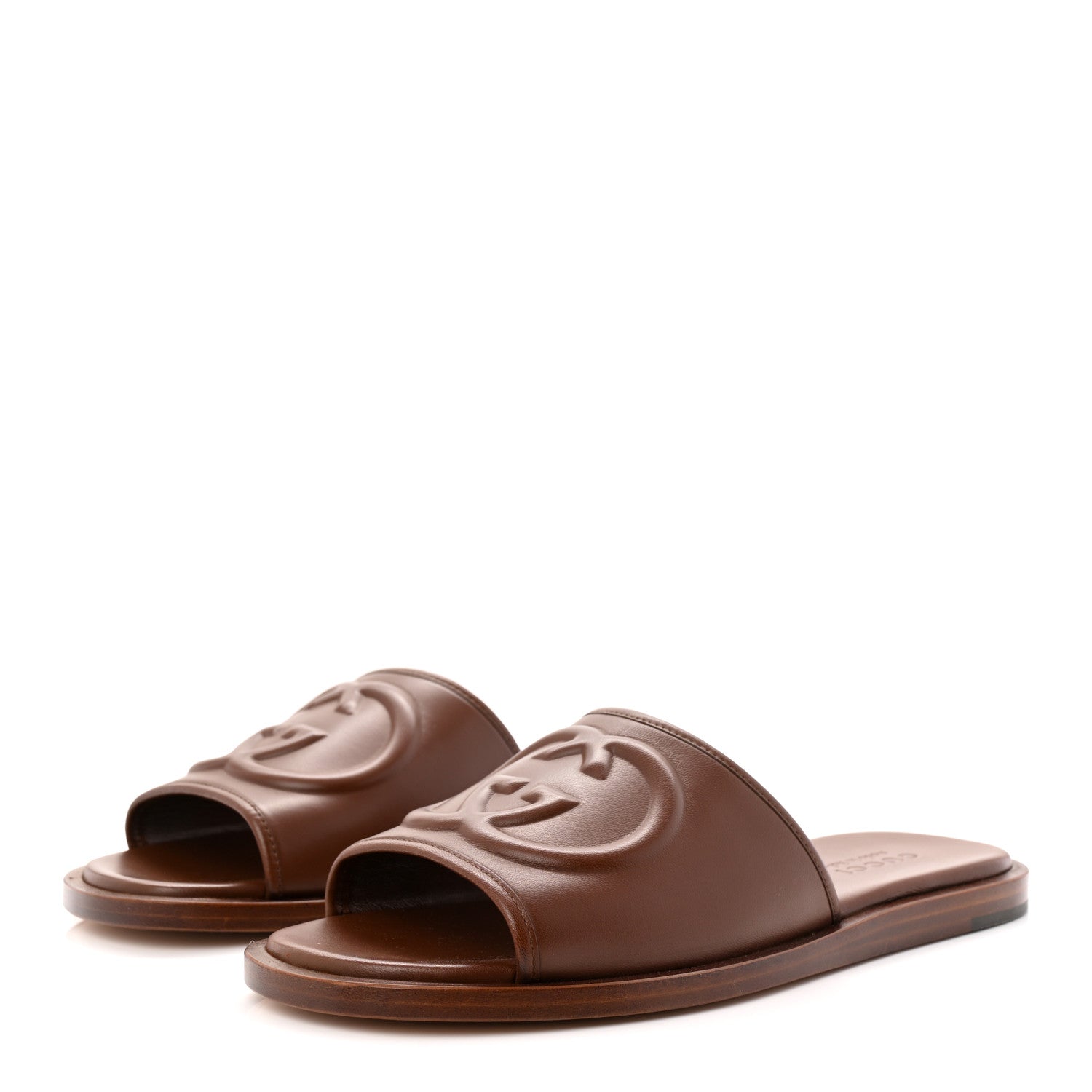 Gucci Nappa Samoa Interlocking G Mens Slide Sandals 9 Olivier Brown 3 of 10