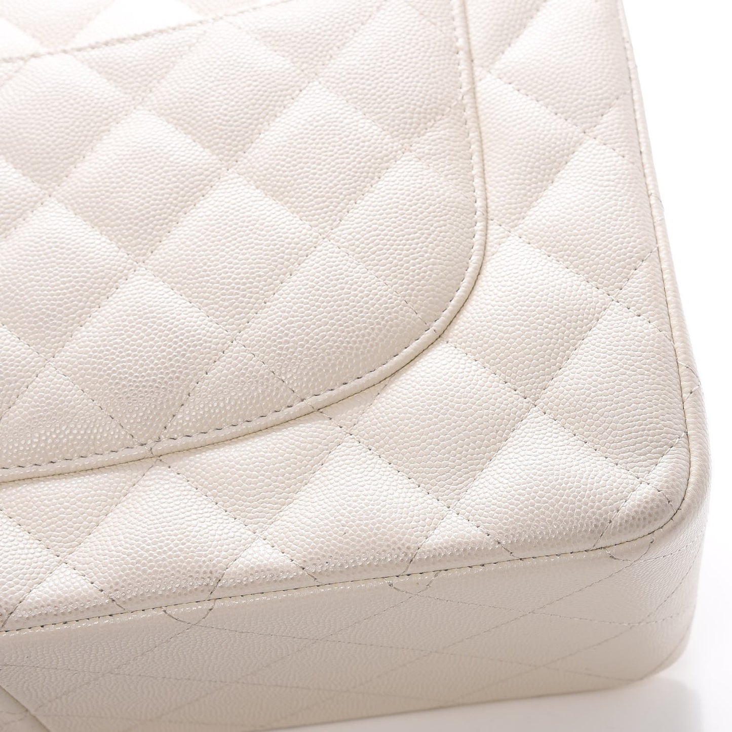 Caviar Quilted Jumbo Double Flap White