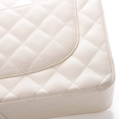 Chanel Caviar Quilted Jumbo Double Flap White 11 of 14