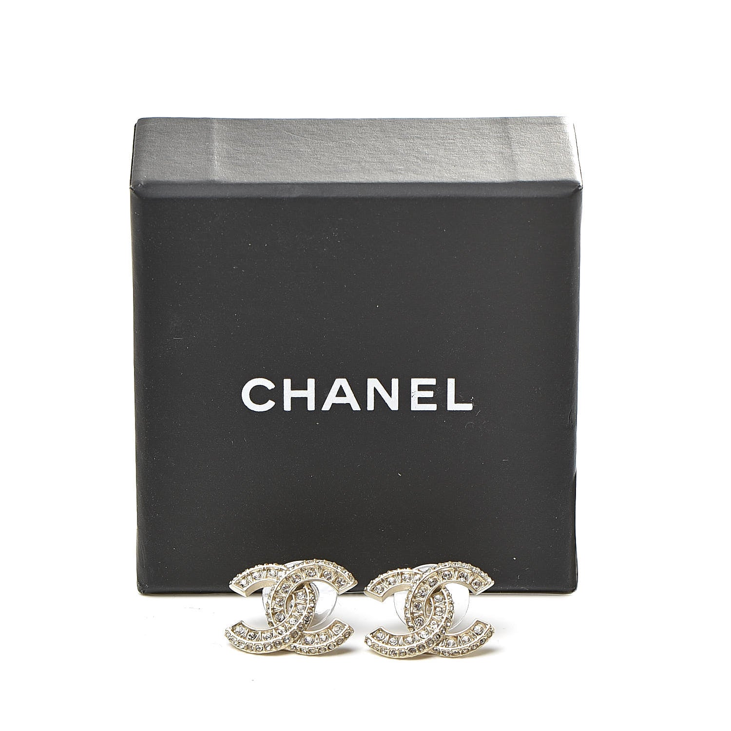 Chanel Crystal CC Earrings Light Gold 5 of 5