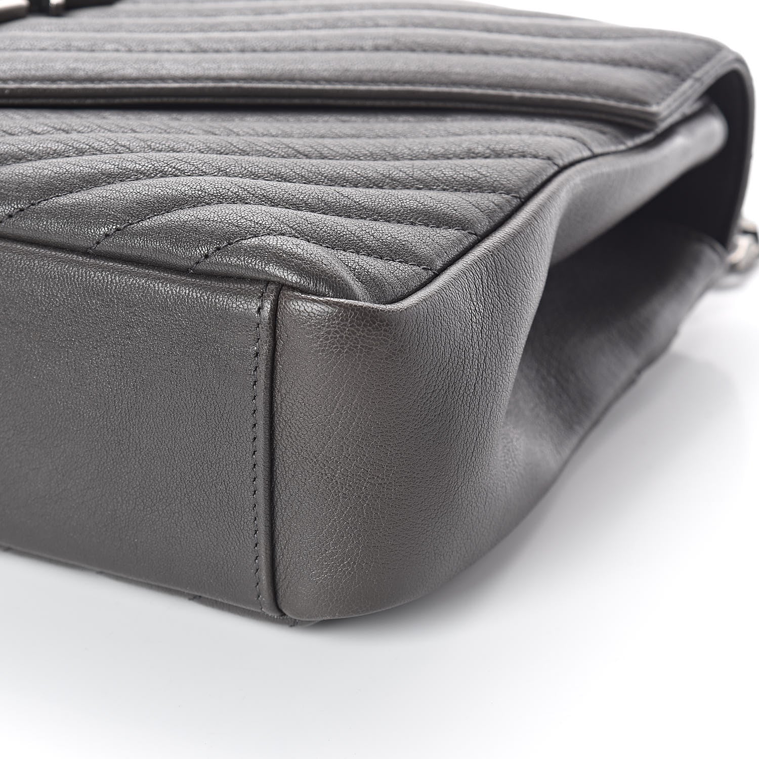 Saint Laurent Sheepskin Matelasse Chevron Monogram Large College Satchel Dark Asphalt 8 of 9