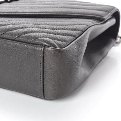 Saint Laurent Sheepskin Matelasse Chevron Monogram Large College Satchel Dark Asphalt 8 of 9