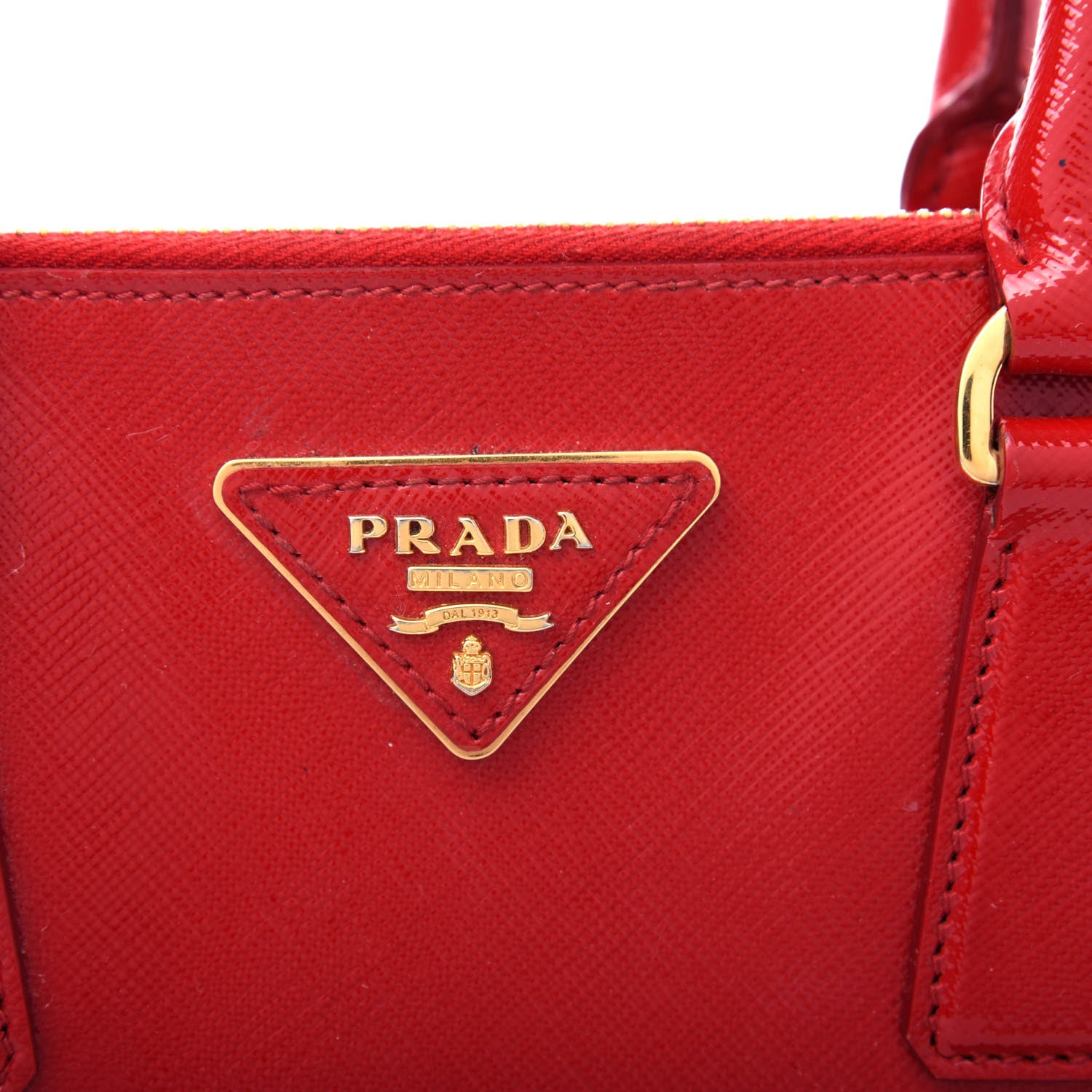 Prada Saffiano Vernice Small Galleria Double Zip Rosso 10 of 10