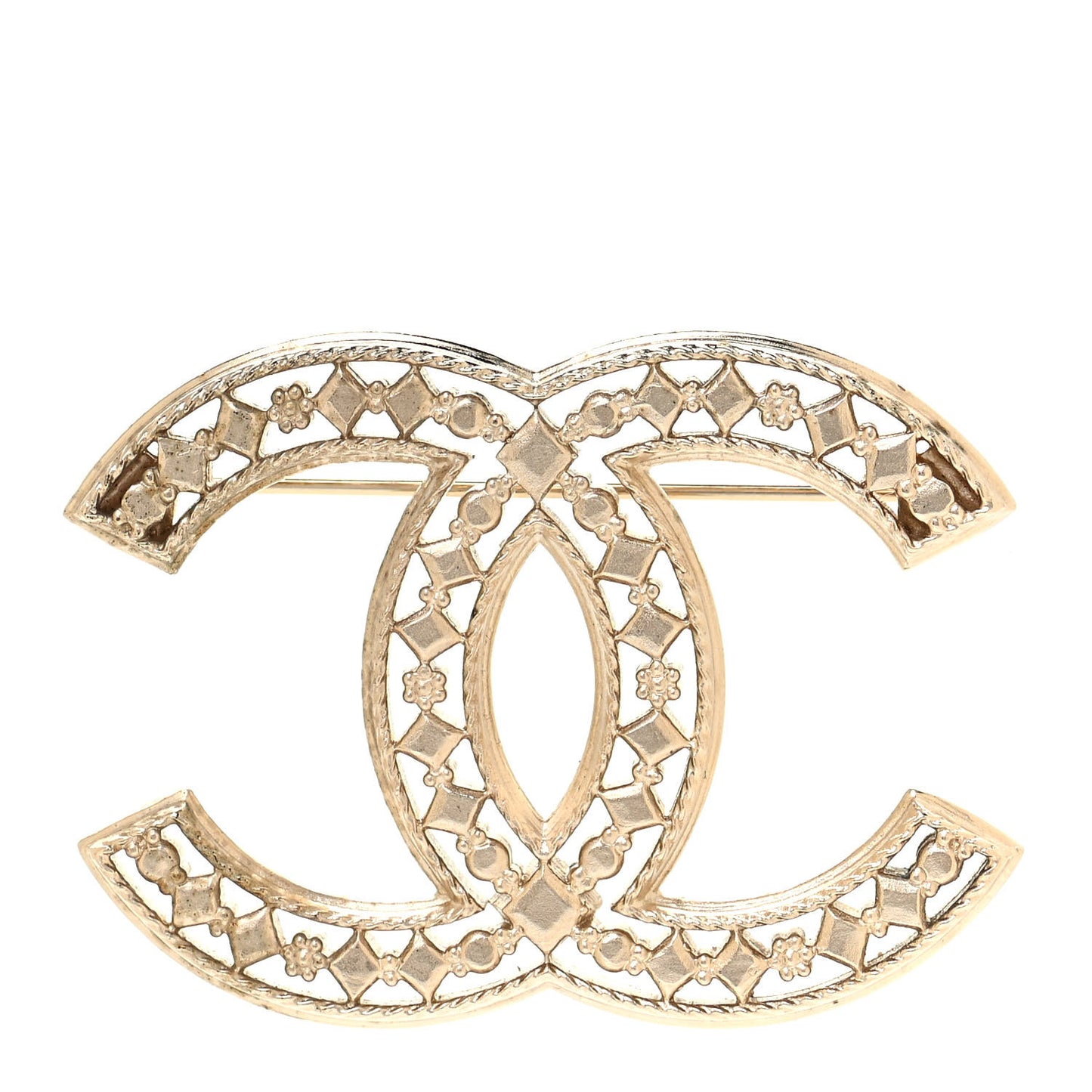Metal CC Brooch Light Gold