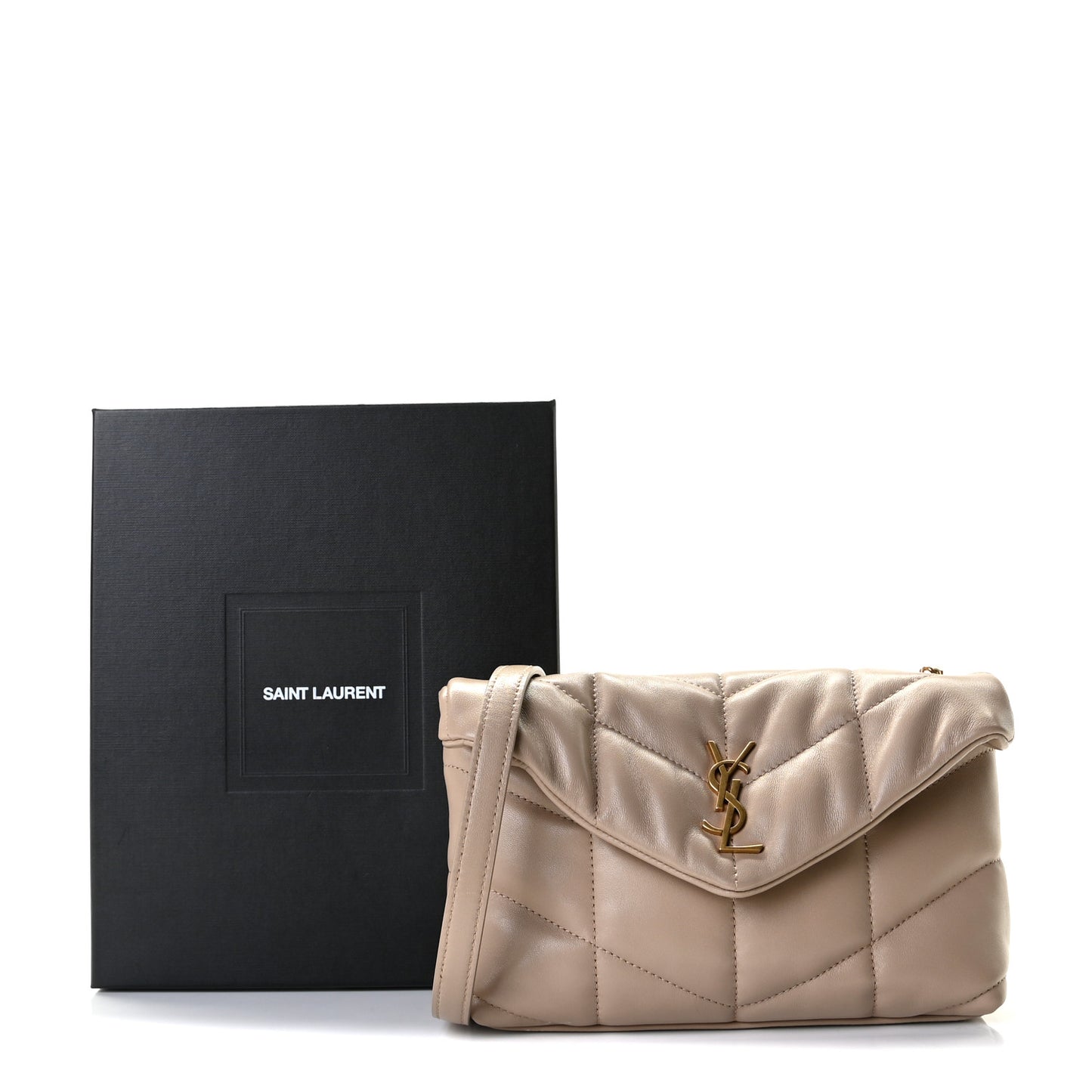 Lambskin Quilted Toy Loulou Puffer Monogram Chain Satchel Dark Beige
