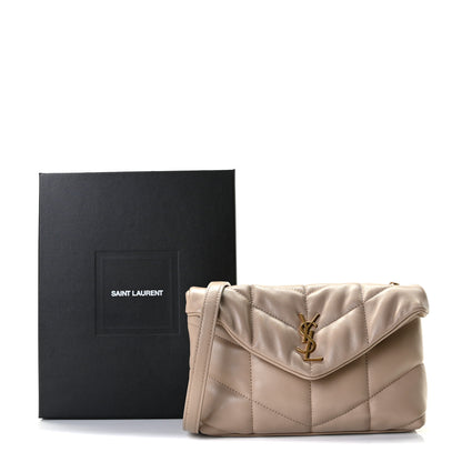 Saint Laurent Lambskin Quilted Toy Loulou Puffer Monogram Chain Satchel Dark Beige 14 of 14