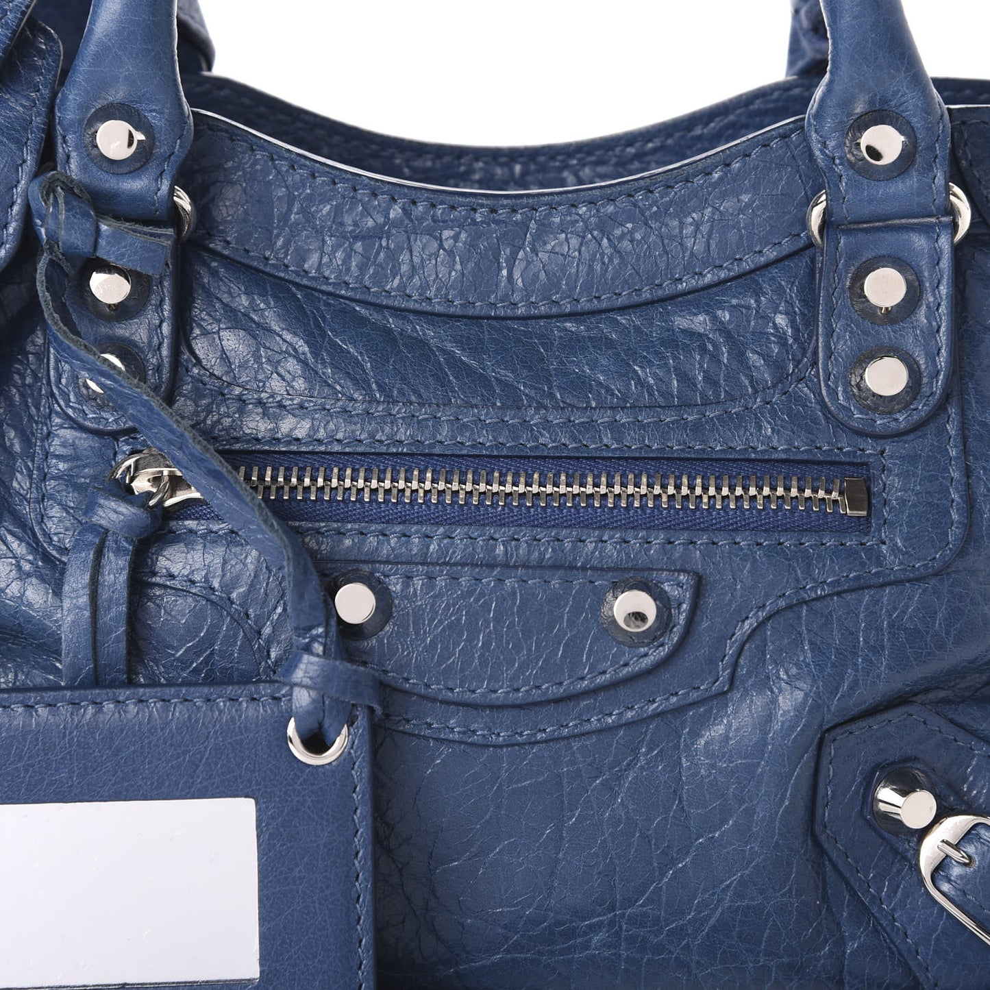 Agneau Classic Silver Hardware Mini City Bleu Profond