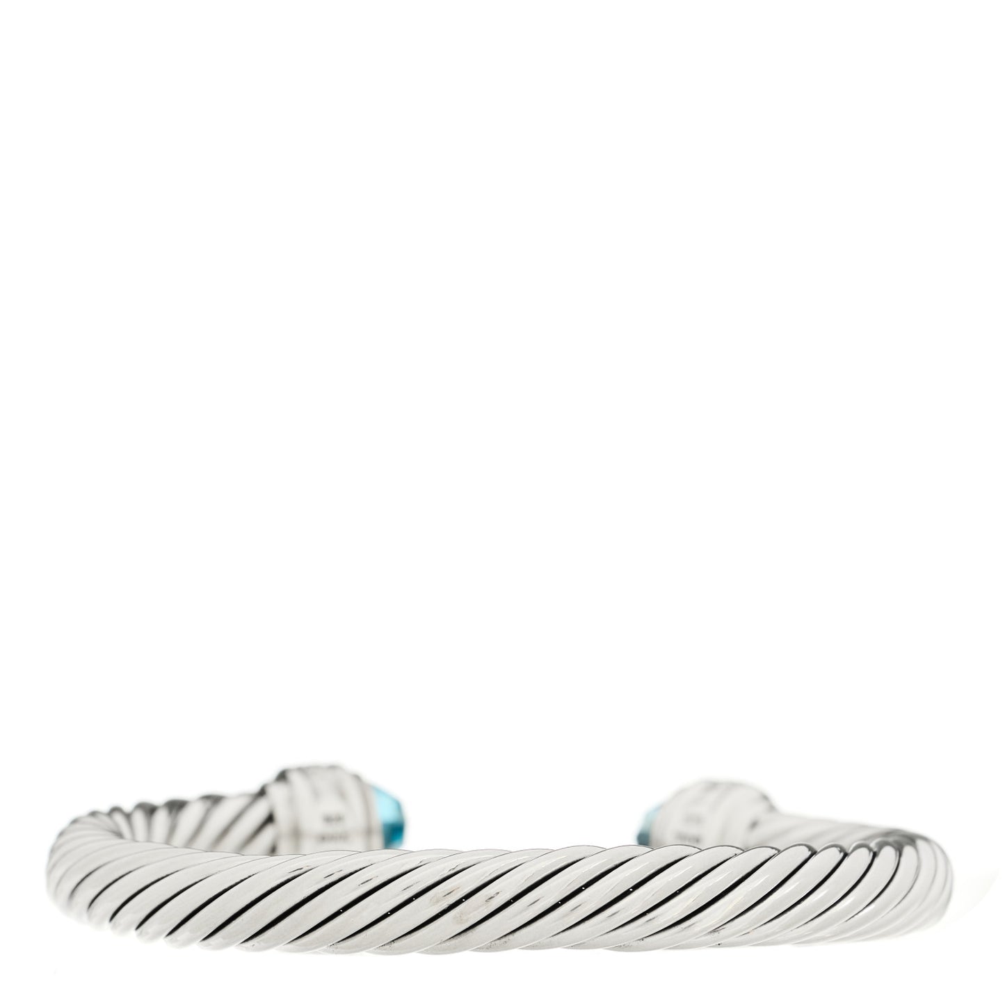 Sterling Silver Blue Topaz Diamond 7mm Cable Classics Bracelet