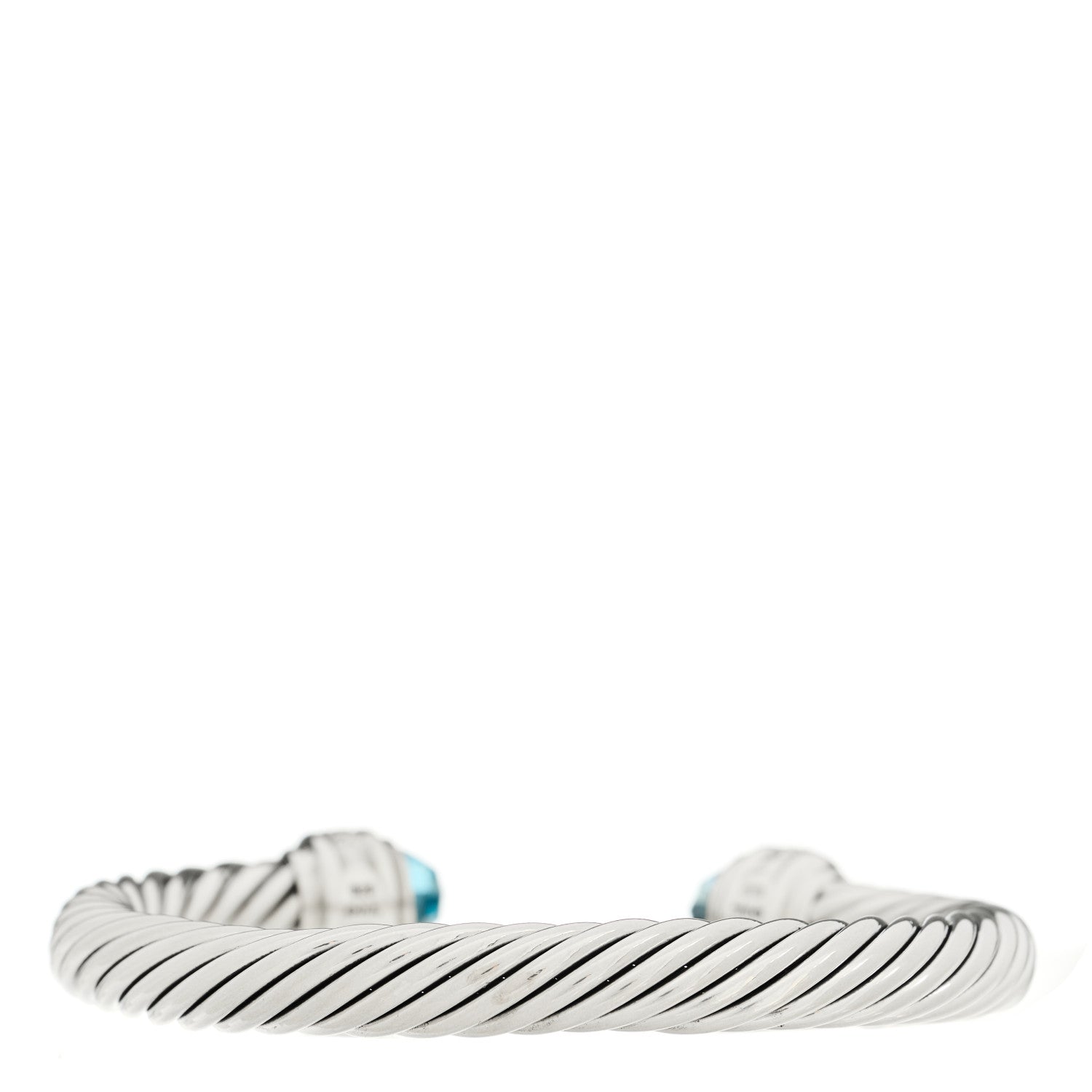 David Yurman Sterling Silver Blue Topaz Diamond 7mm Cable Classics Bracelet 2 of 3
