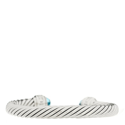 David Yurman Sterling Silver Blue Topaz Diamond 7mm Cable Classics Bracelet 2 of 3
