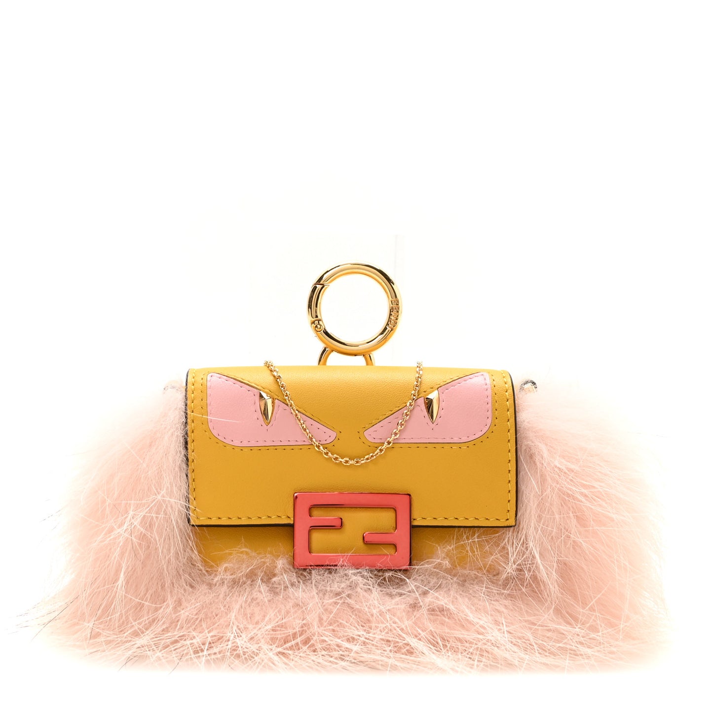 Nappa Fox Fur Monster Eyes Nano Baguette Charm Giallo Rosa