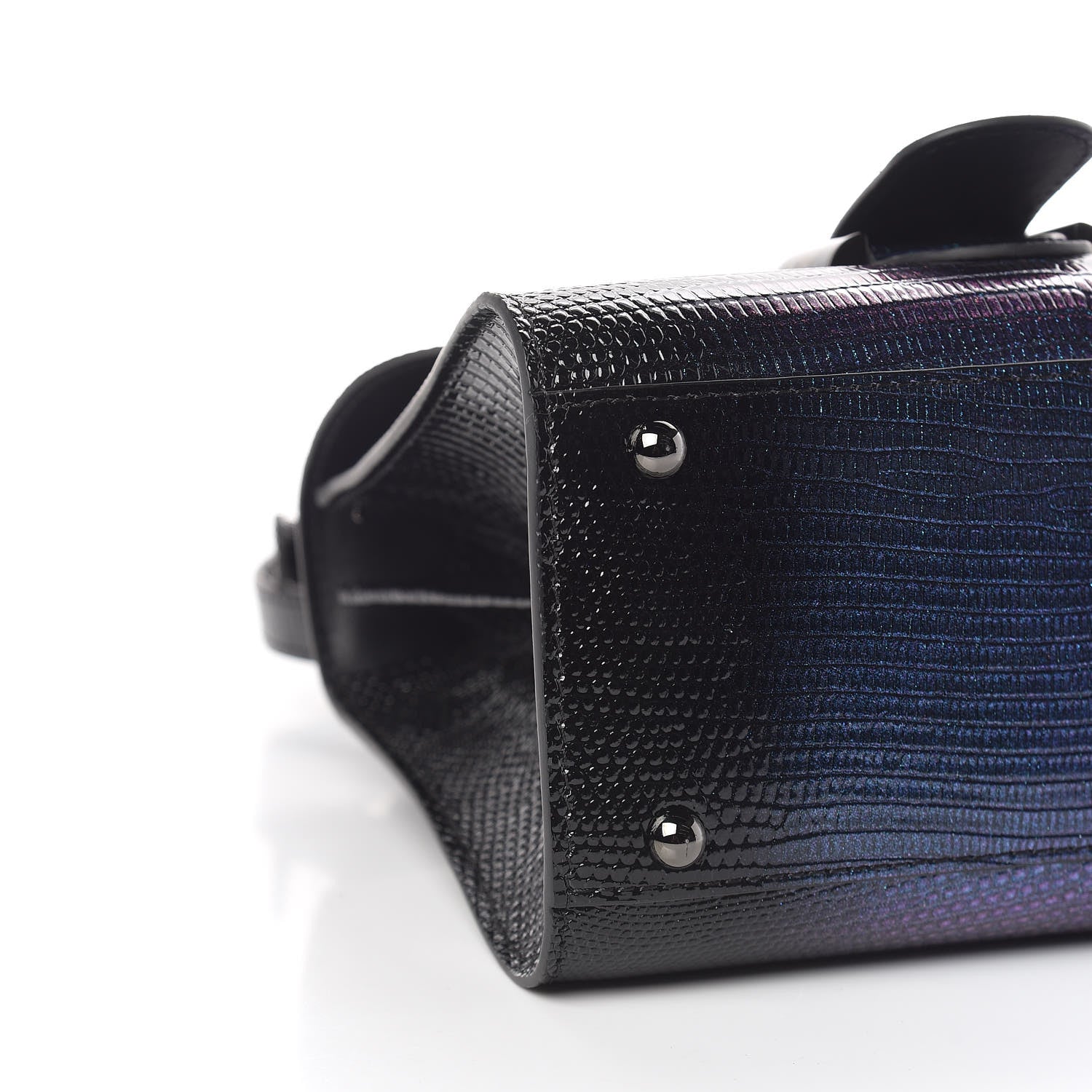 Delvaux Iridescent Lizard Mini Brillant Satchel Black 5 of 9