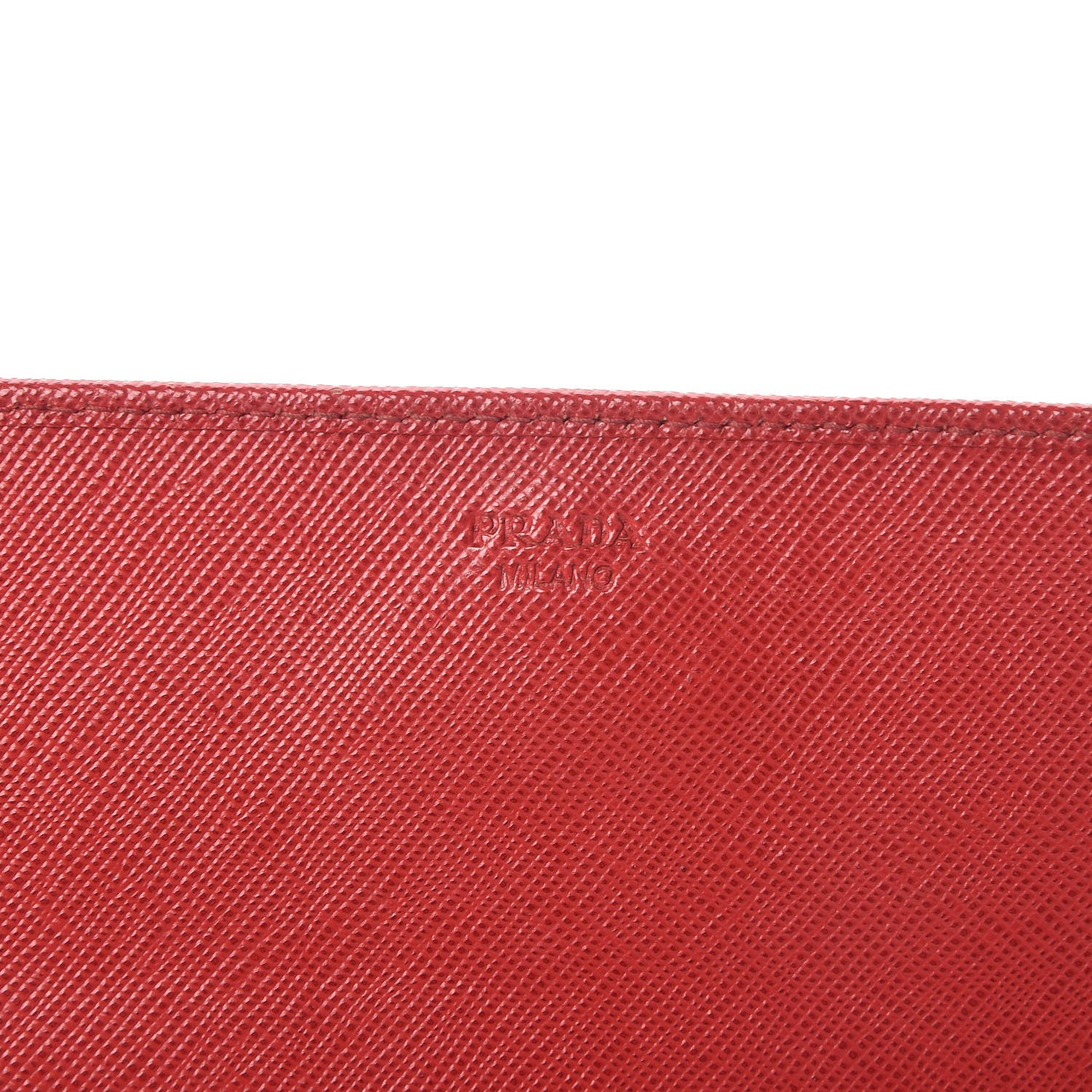 Prada Saffiano Metal Oro Chain Wallet Fuoco 6 of 13
