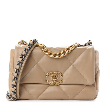 Chanel Lambskin Quilted Medium Chanel 19 Flap Dark Beige 1 of 10