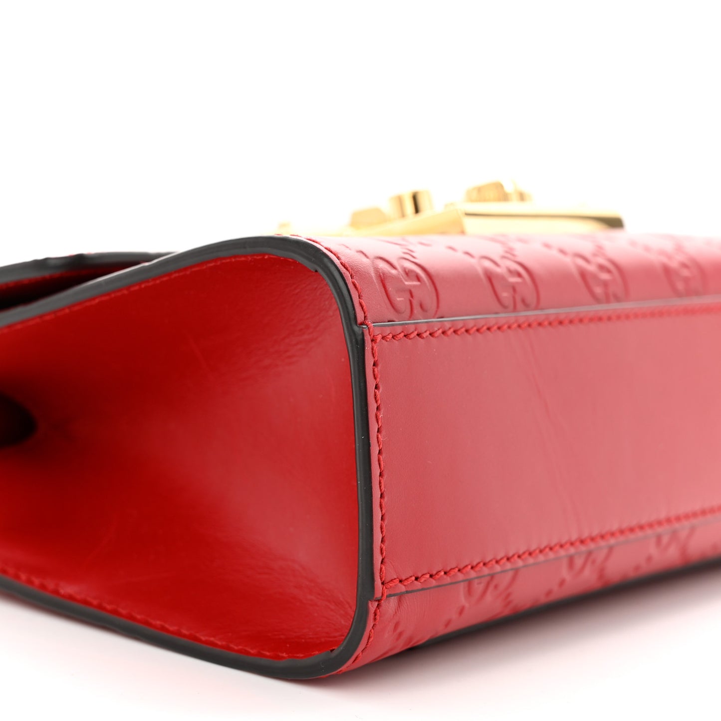 Guccissima Small Padlock Shoulder Bag Hibiscus Red