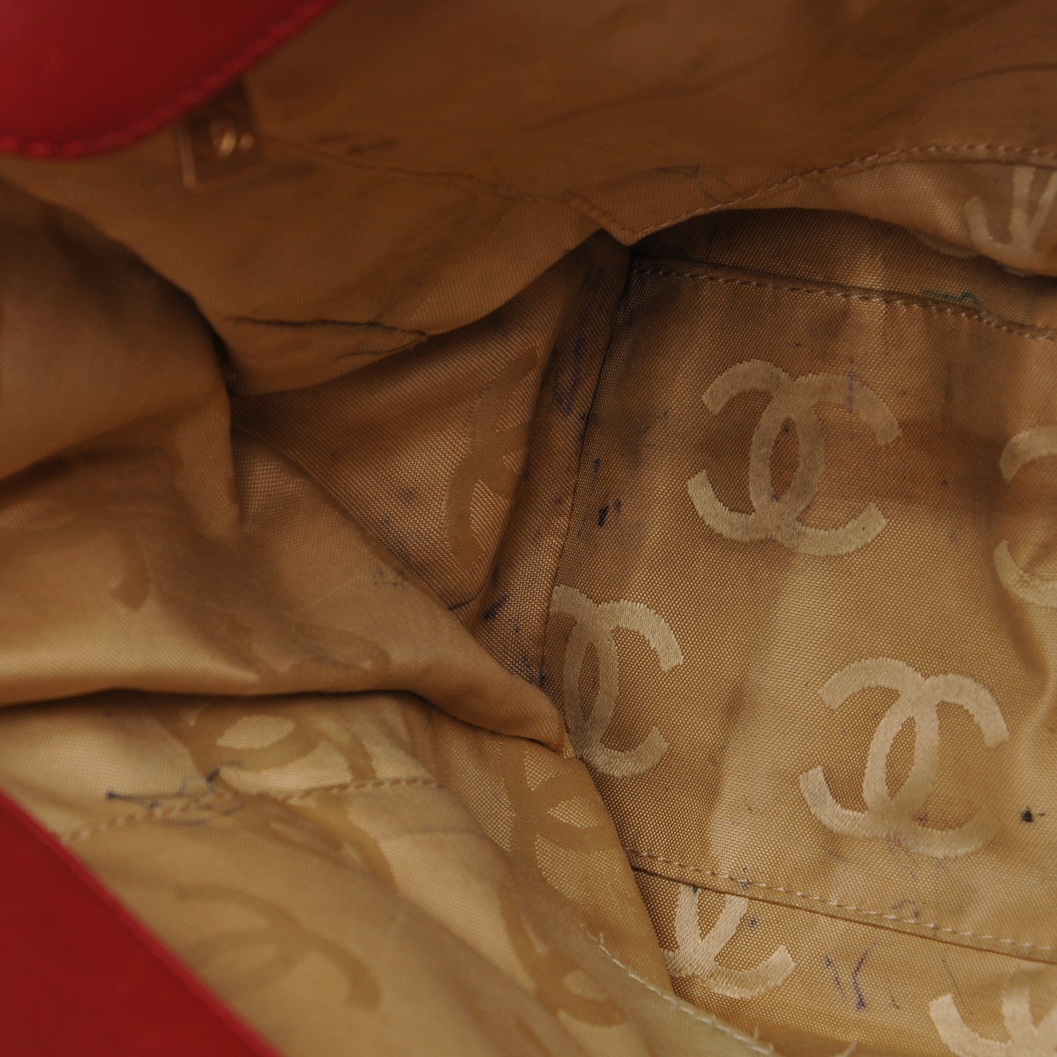 Chanel Calfskin CC Stitched Tote Red 7 of 14