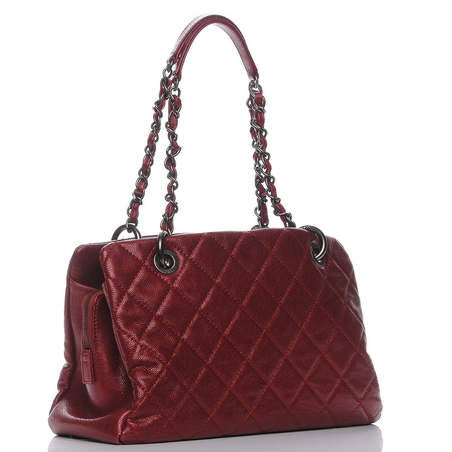 Chanel Iridescent Caviar Quilted Small Chic Shopping Tote Dark Red 3 of 7