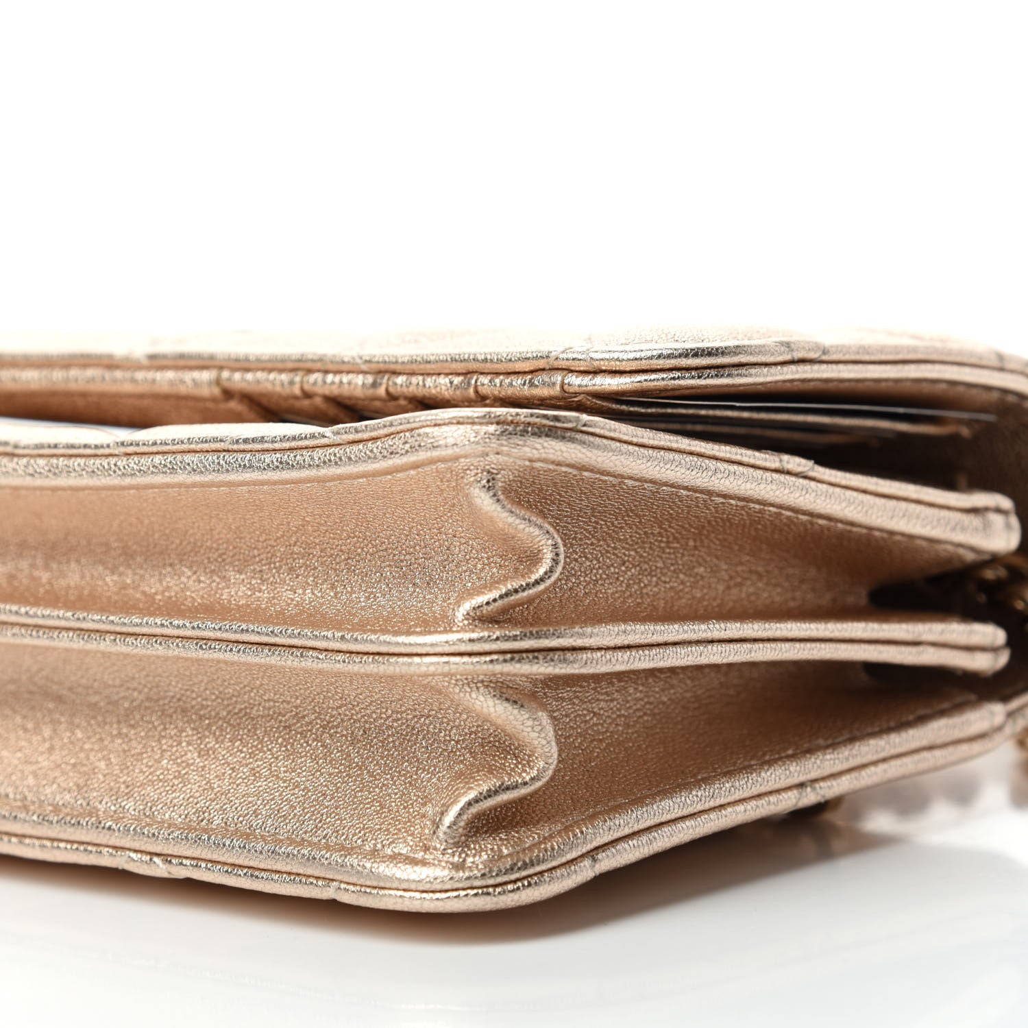 Chanel Metallic Lambskin Quilted Mini Wallet On Chain WOC Gold 7 of 11