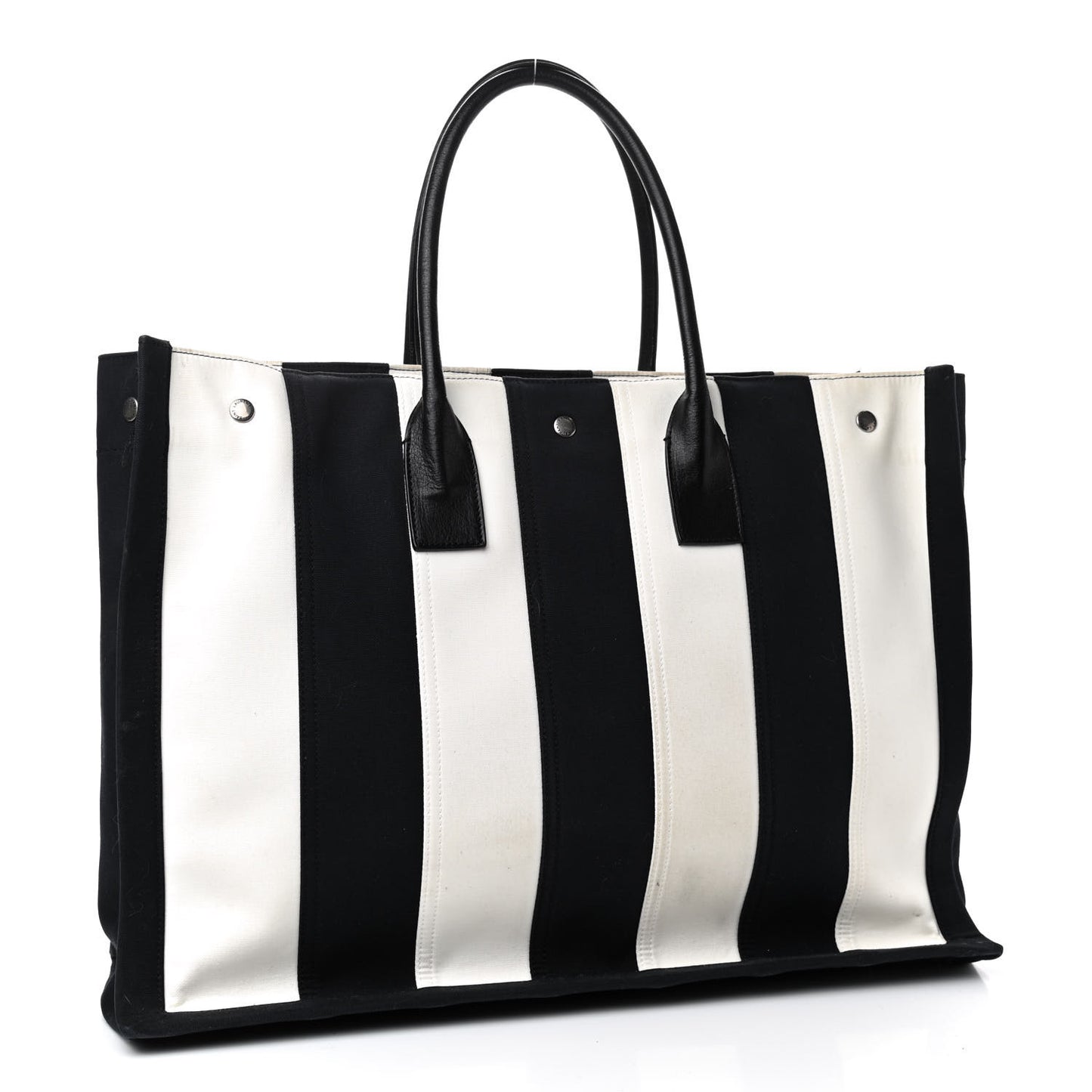 Canvas Noe Striped Tote Black White