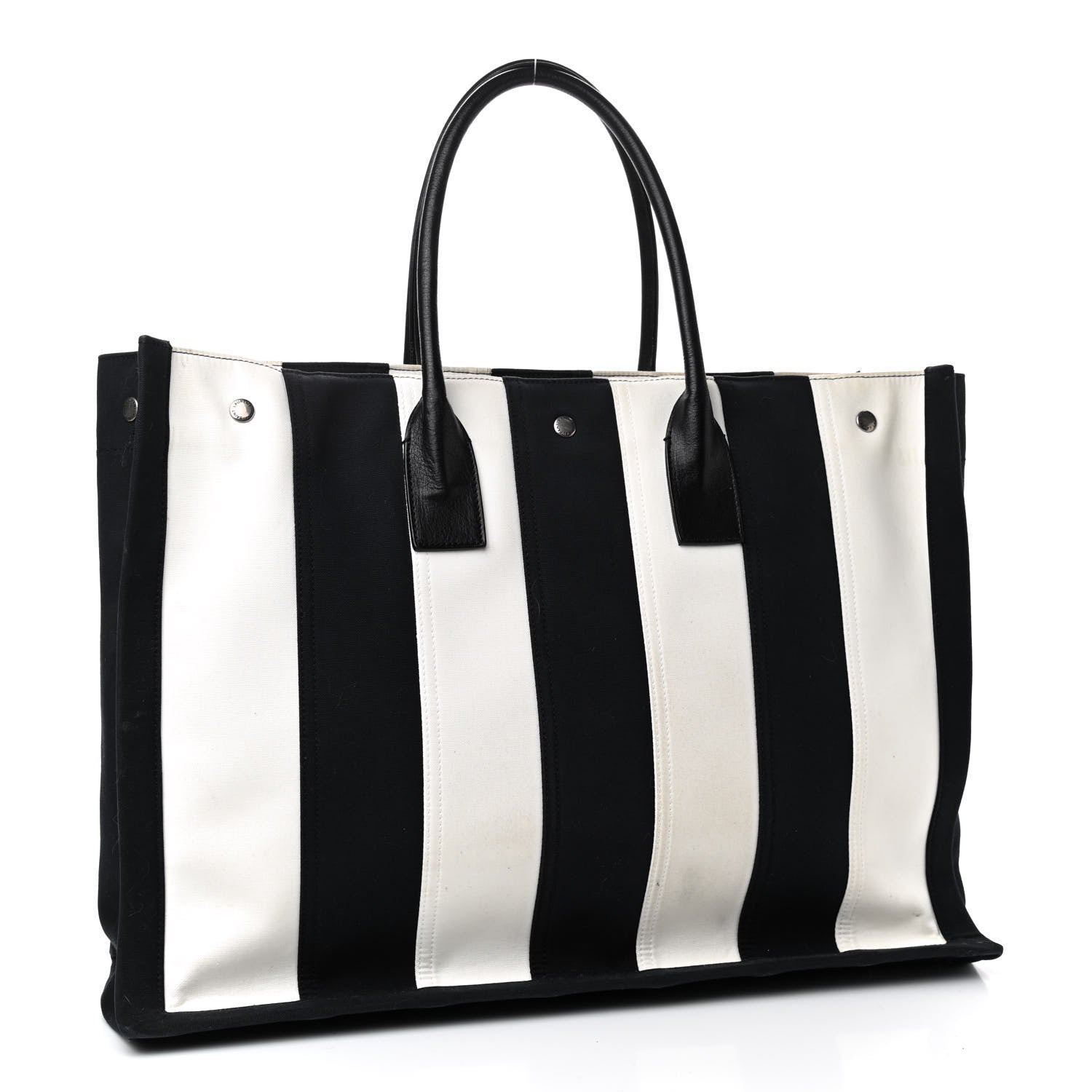 Saint Laurent Canvas Noe Striped Tote Black White 3 of 7