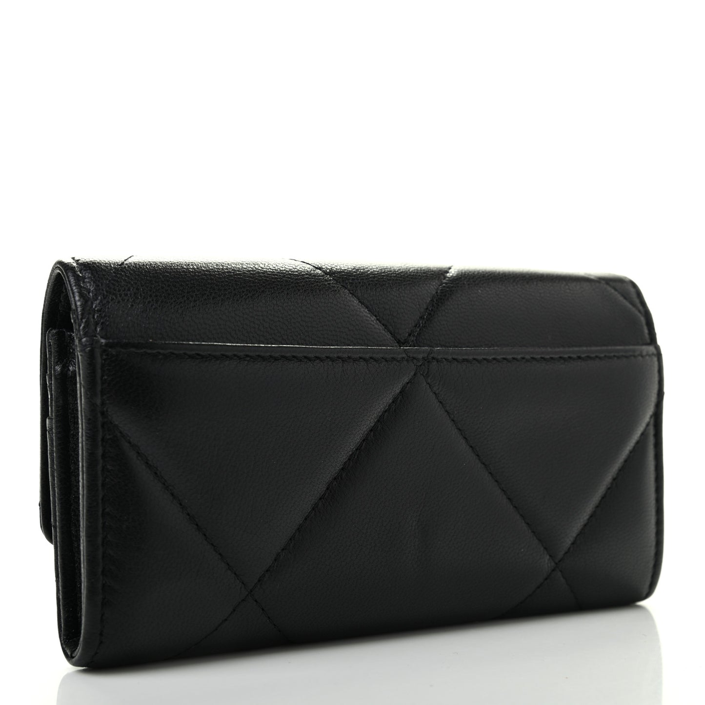 Lambskin Quilted Chanel 19 Flap Wallet Black