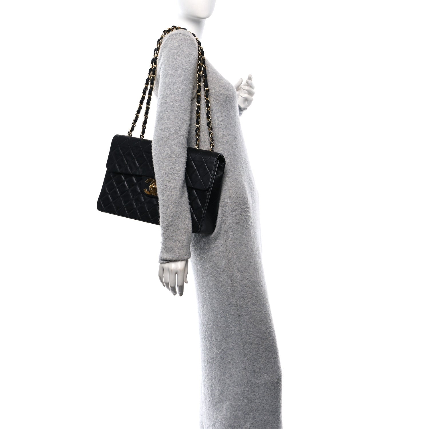 Chanel Lambskin Quilted XL Jumbo Single Flap Black 2 of 11