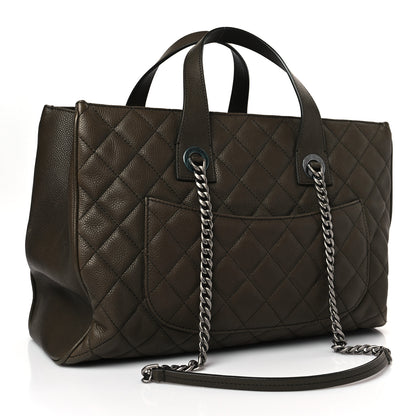 Chanel Caviar Quilted Large Casual Pocket Tote Khaki 3 of 8