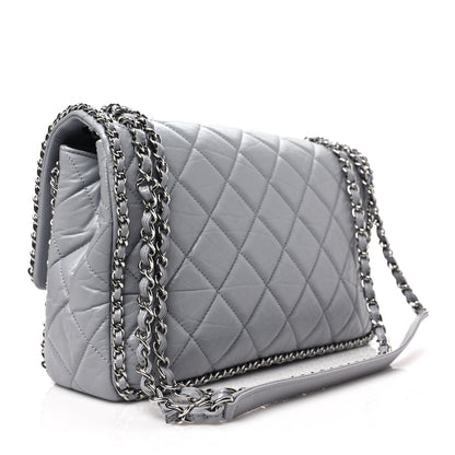 Chanel Crumpled Calfskin Large Chain All Over Flap Grey 2 of 7