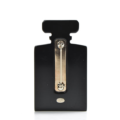 Chanel Resin Glitter Pearl Stripe CC Perfume Bottle Brooch Black Multicolor 3 of 5