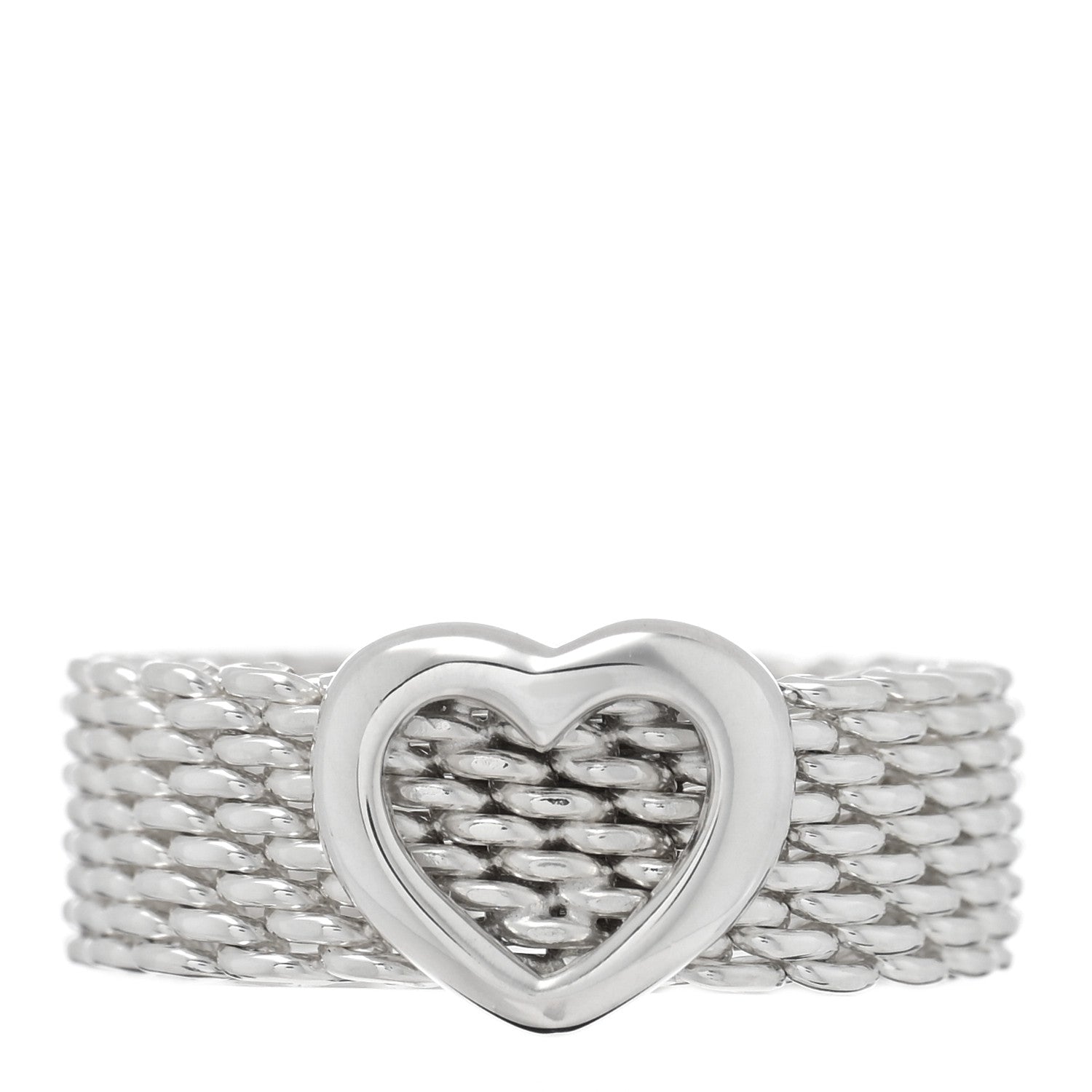 Tiffany Sterling Silver Somerset Mesh Heart Ring 52 6 1 of 5