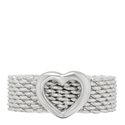 Tiffany Sterling Silver Somerset Mesh Heart Ring 52 6 1 of 5