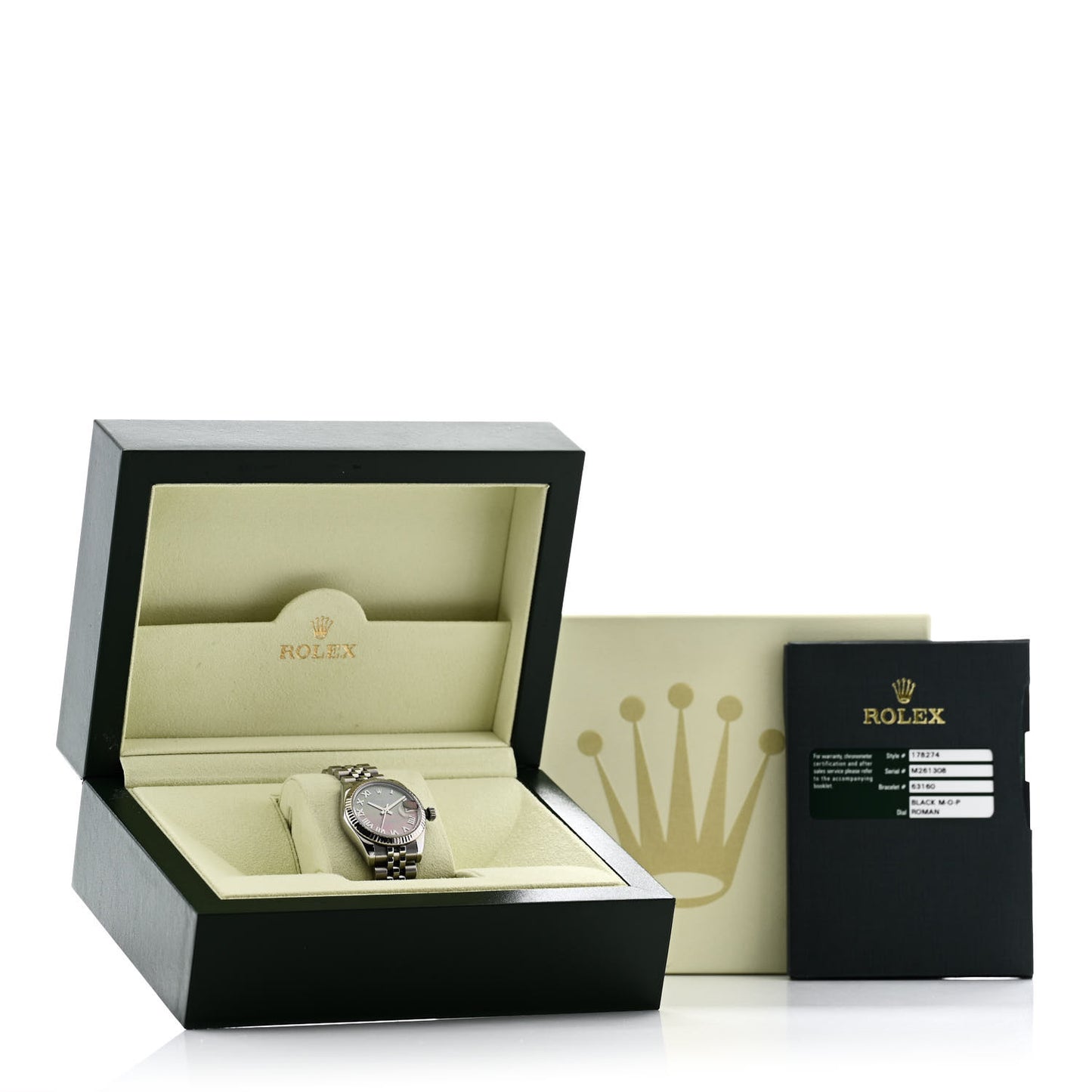 Stainless Steel 18K White Gold Black Mother of Pearl 31mm Oyster Perpetual Datejust Watch 178274