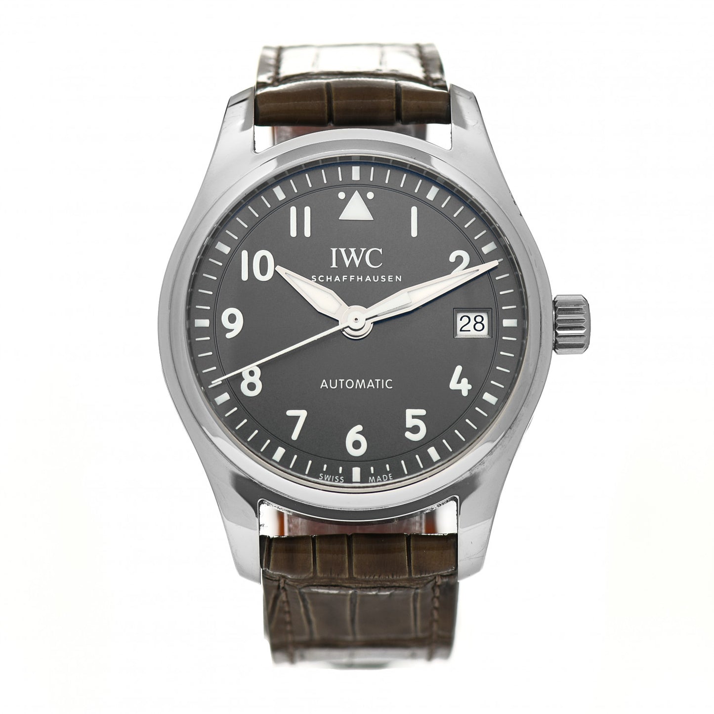 Stainless Steel Alligator 36mm Pilot Automatic Watch Slate IW324001