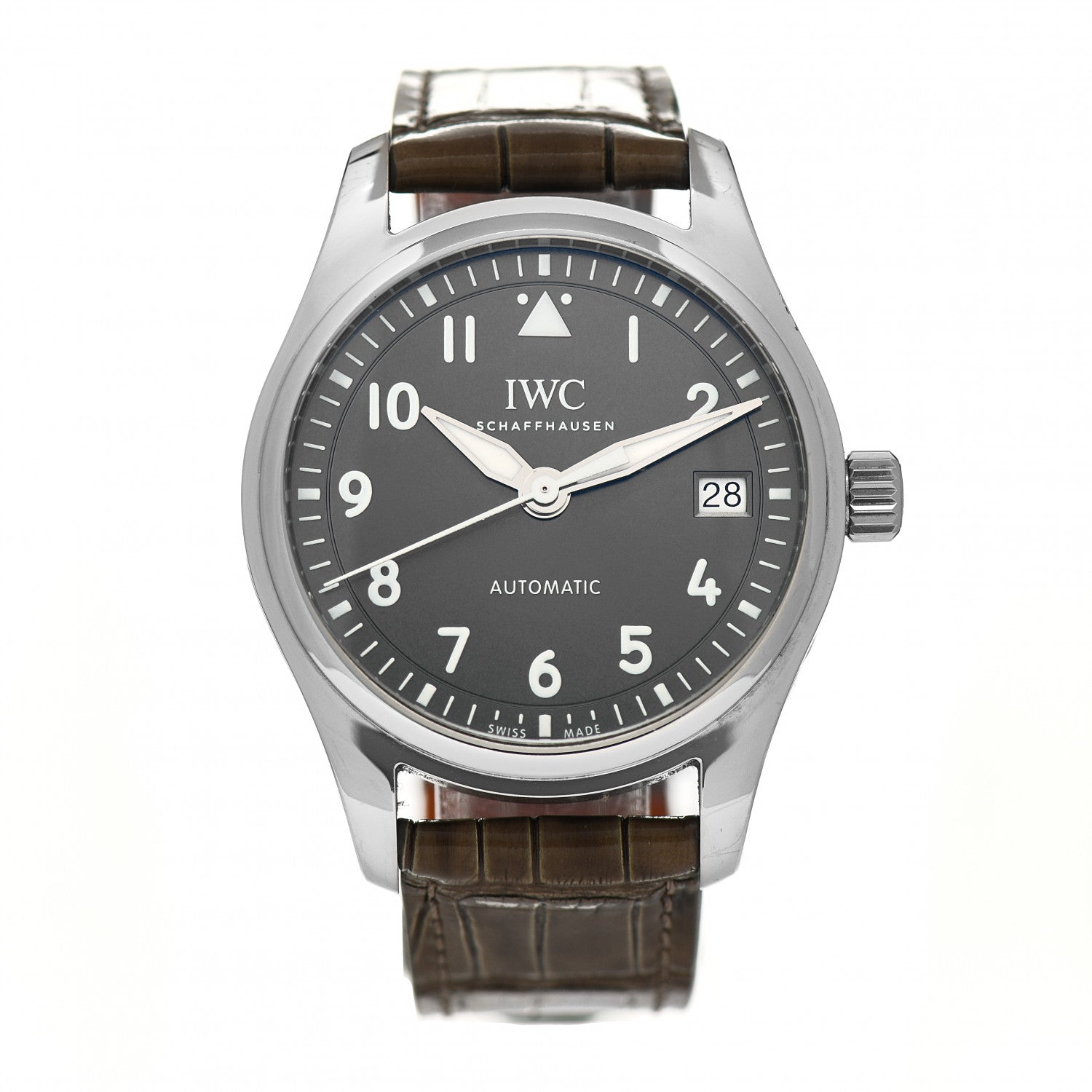 IWC Stainless Steel Alligator 36mm Pilot Automatic Watch Slate IW324001 1 of 4