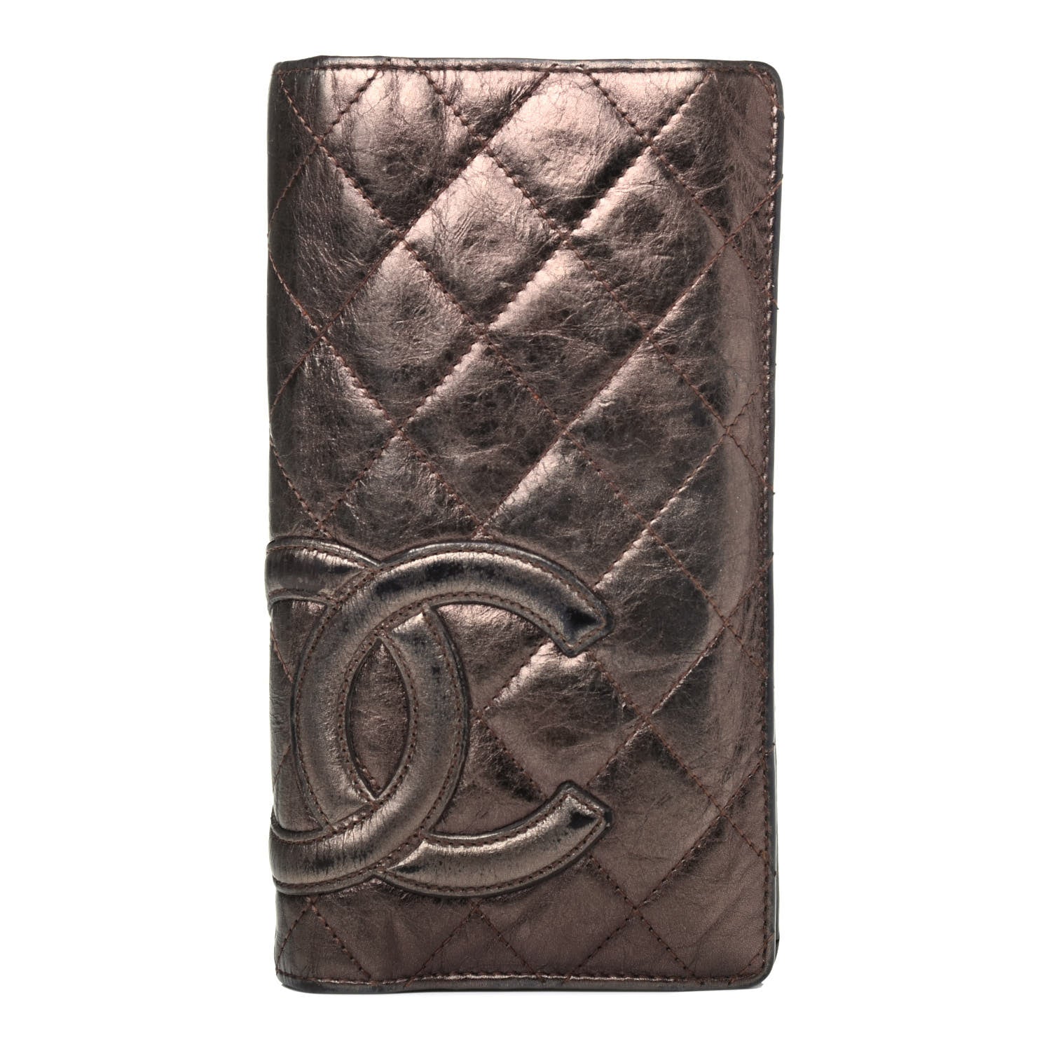 Chanel Aged Calfskin Quilted Cambon Yen Wallet Bronze 1 of 4