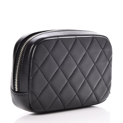 Chanel Lambskin Quilted Small Curvy Pouch Cosmetic Case Black 3 of 8