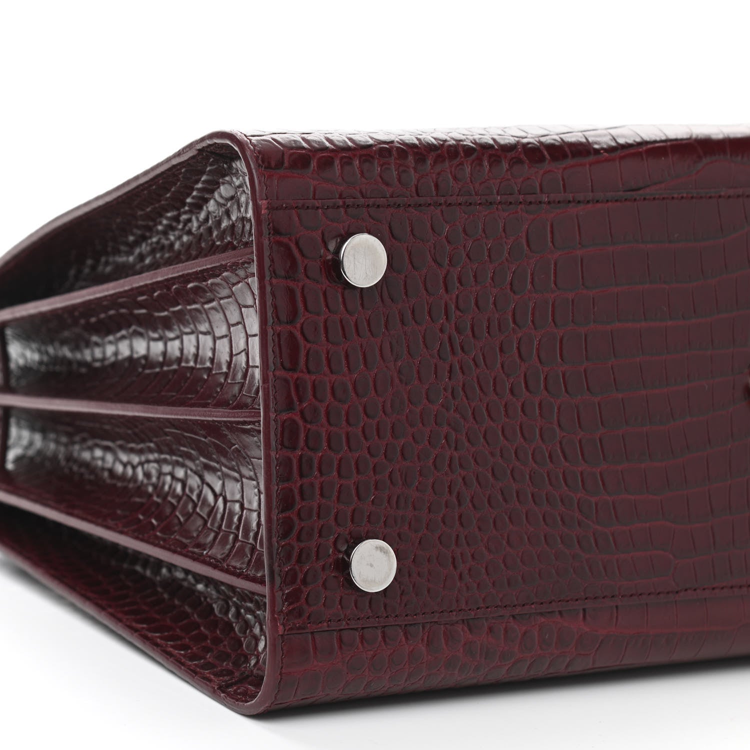 Saint Laurent Calfskin Crocodile Embossed Small Sac de Jour Wine 9 of 13