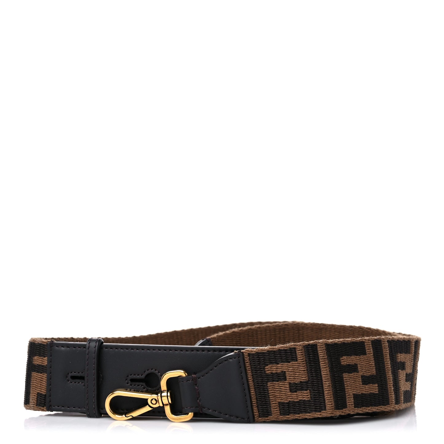 Ribbon Vitello Century FF 1974 Flat Studded Strap You Fango Marrone Ebano