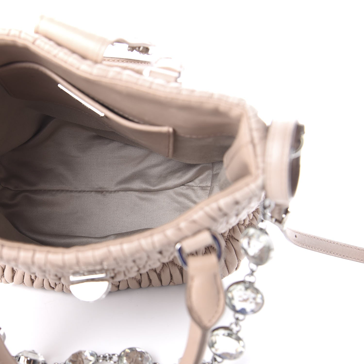 Miu Miu Nappa Matelasse Crystal Top Handle Tote Cammeo 5 of 9