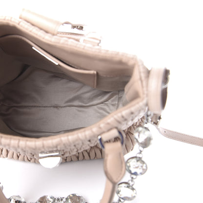 Miu Miu Nappa Matelasse Crystal Top Handle Tote Cammeo 5 of 9