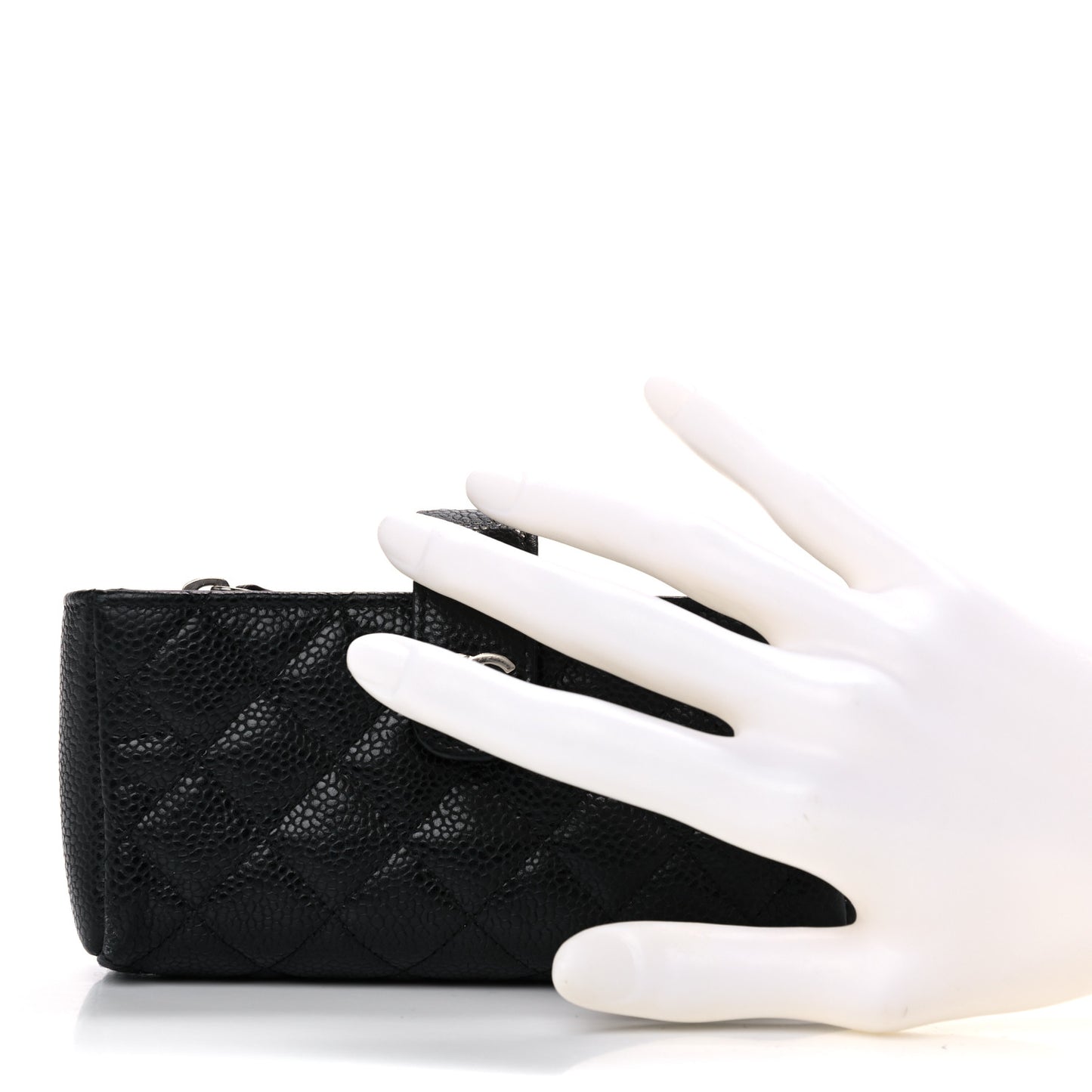Caviar Quilted Mini Phone Holder Clutch Black